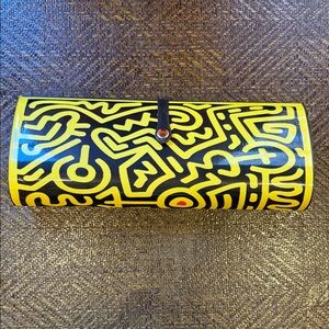Keith Haring print Patricia Field Vibrant Yellow and Black Graphic Clutch- NWOT